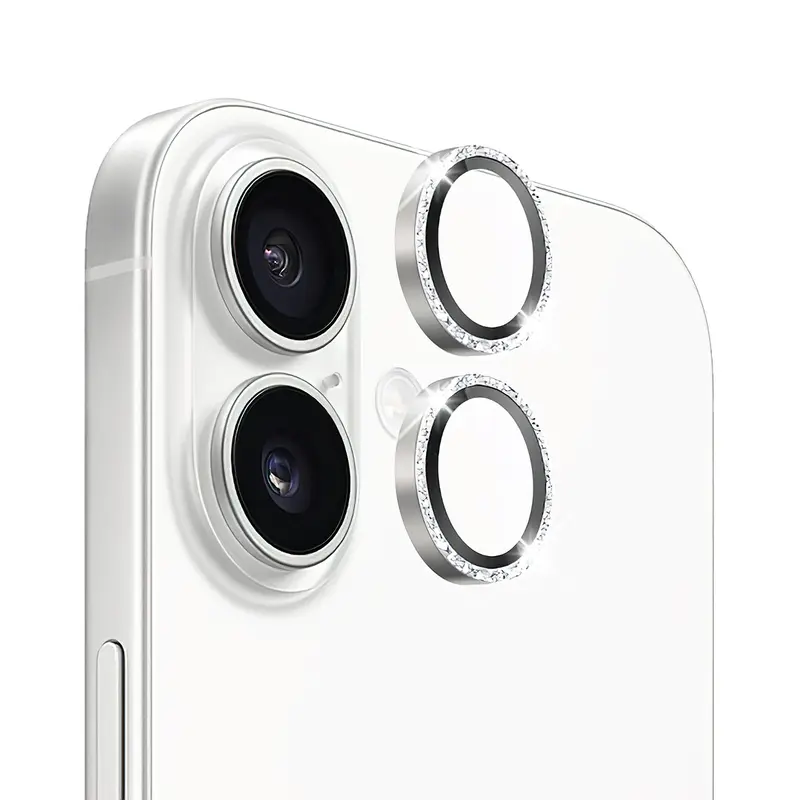Verres Caméra Pailletés Argent pour iPhone 16
