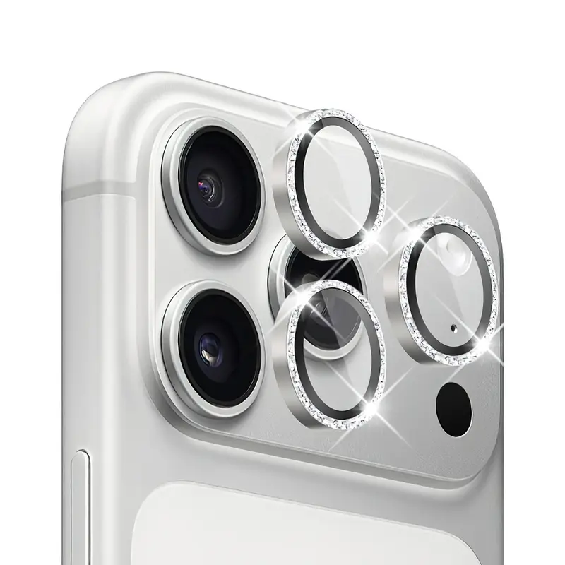 Verres Caméra Pailletés Argent pour iPhone 17 Pro Max