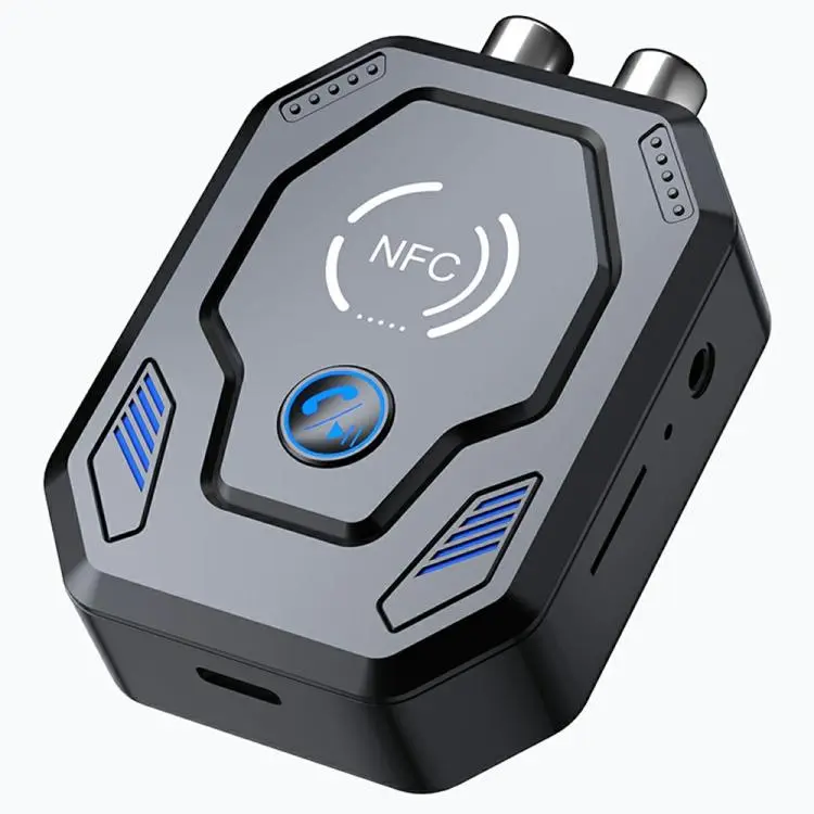 W24 AUX + RCA Dual Port & TF Card Slot NFC Bluetooth 5.4 Audio Transceiver Car Audio Adapter