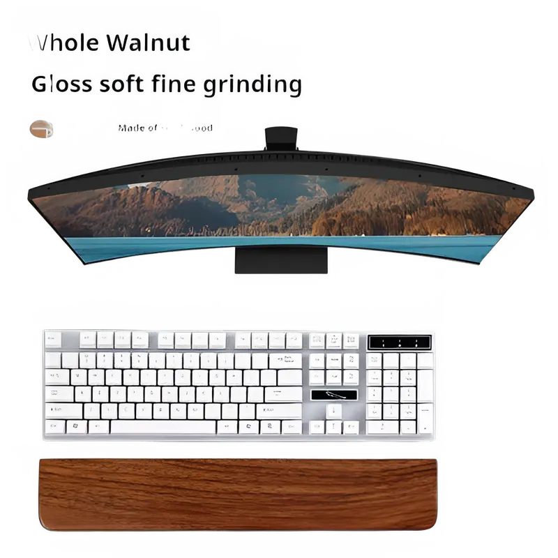 Walnut Keyboard Wrist Rest – Ergonomic Wooden Palm Support for Mechanical Keyboards