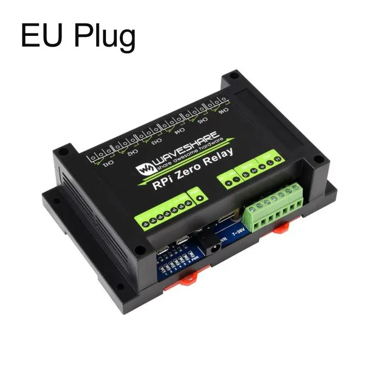 Waveshare Industrial 6-Ch Relay Module For Raspberry Pi Zero RS485/CAN, Isolated Protections EU Plug