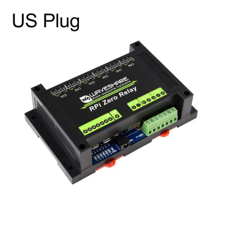 Waveshare Industrial 6-Ch Relay Module For Raspberry Pi Zero RS485/CAN, Isolated Protections US Plug