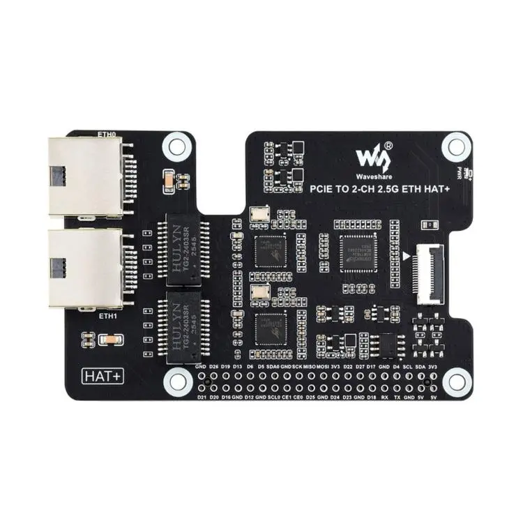 Waveshare PCIe TO 2-CH 2.5G ETH Adapter For Raspberry Pi 5 With Dual RTL8125 Chips