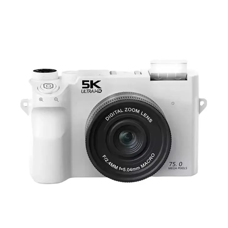 WD07 Dual 75MP Front Rear Camera Wi-Fi HD Digital Camera CCD Selfie 5K Mirrorless Camera(White)