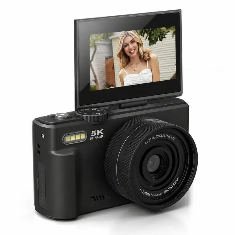 WD08 HD 5K 75MP CCD Digital Camera With Wi-Fi, Auto Focus, Beauty Filters(Black)