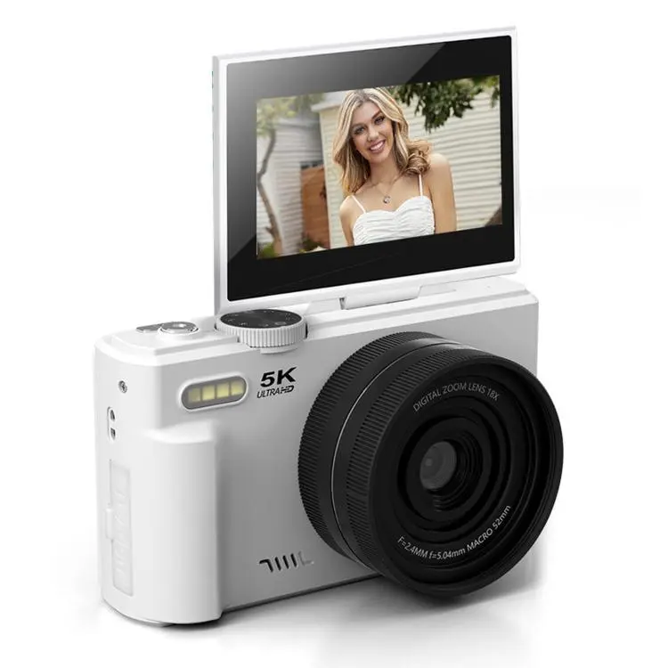 WD08 HD 5K 75MP CCD Digital Camera With Wi-Fi, Auto Focus, Beauty Filters(White)