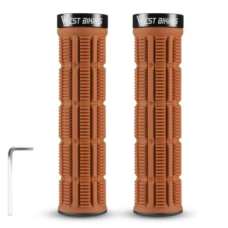 WEST BIKING Anti-Slip and Shock-Absorbing Bicycle Grips(Brown)