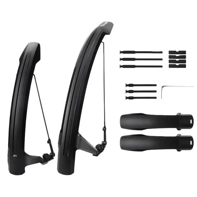 WEST BIKING YP0714046 Bike Front & Rear Extended Fenders Waterproof Mudguards Cycling Accessories(Black)
