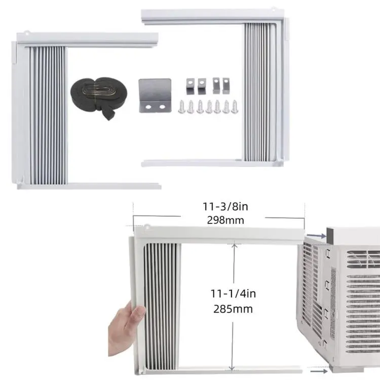 Window AC Side Panels With Frame Insulated Accordion Filler Replacement Panel Kit Double Layer - Fits 5000 BTU, White