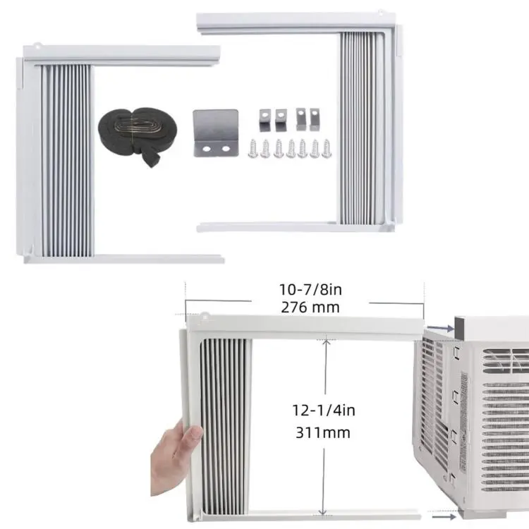 Window AC Side Panels With Frame Insulated Accordion Filler Replacement Panel Kit Double Layer - Fits 8000 BTU, White
