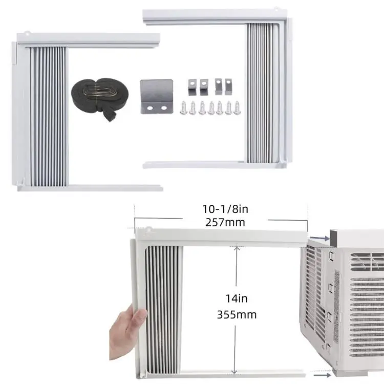 Window AC Side Panels With Frame Insulated Accordion Filler Replacement Panel Kit Single Layer - Fits 10000 BTU, White