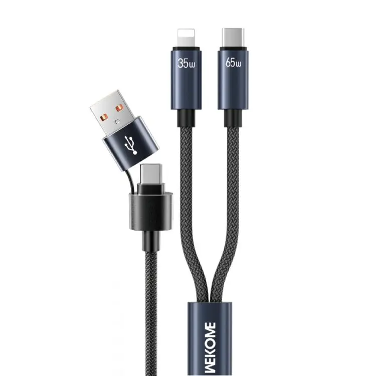 WK WDC-66 2 to 2 3A USB+Type-C to 8 Pin+Type-C Fast Charging Data Cable, Length