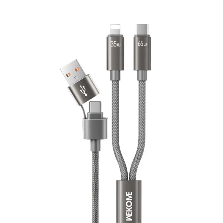 WK WDC-66 2 to 2 3A USB+Type-C to 8 Pin+Type-C Fast Charging Data Cable, Length