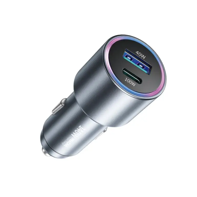 WK WP-C65 K-Captain Glowray 140W USB, Type-C Buck-Boost Fast Car Charger(Tarnish)