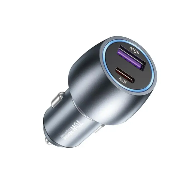 WK WP-C66 K-Captain Glowray 70W USB, Type-C Fast Car Charger(Tarnish)