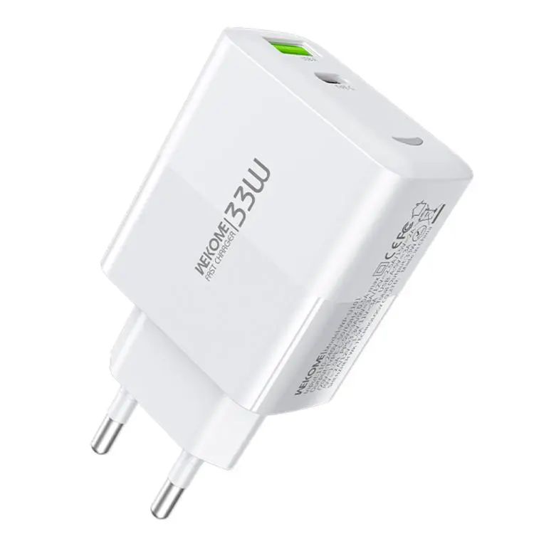 WK WP-U101 Raython Series 33W USB and Type-C Fast Charger, EU Plug(White)