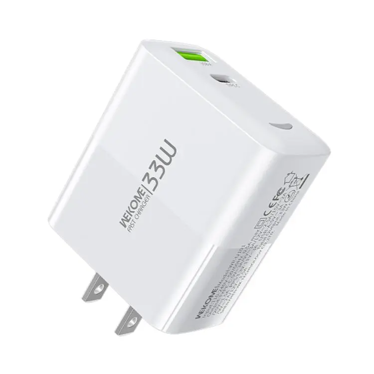 WK WP-U101 Raython Series 33W USB and Type-C Fast Charger, US Plug(White)
