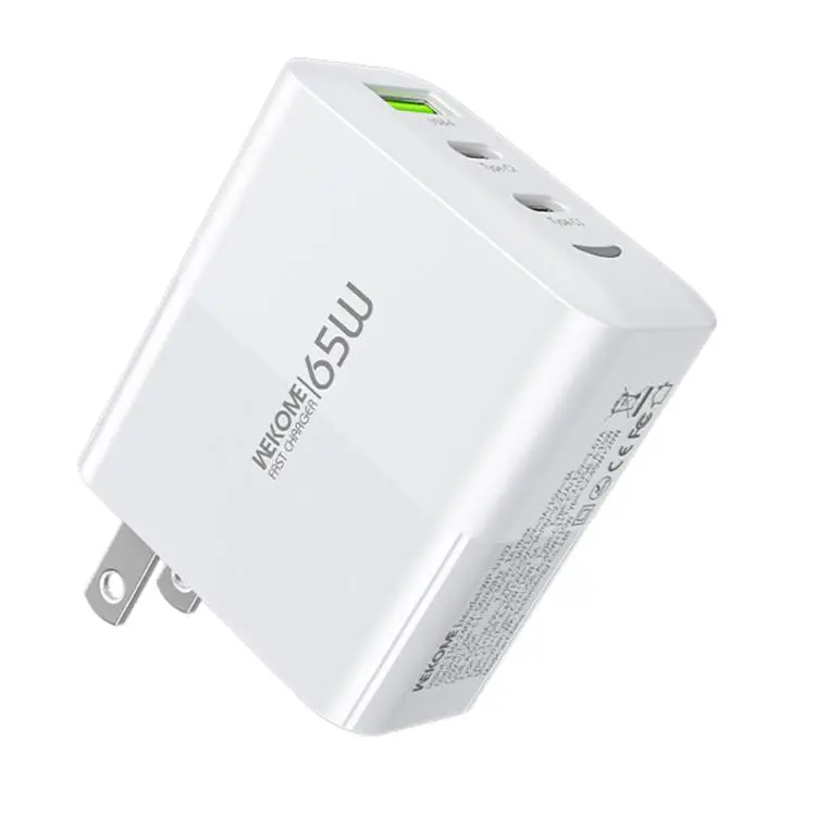 WK WP-U102 Raython Series 65W USB and Type-Cx2 Fast Charger, US Plug(White)