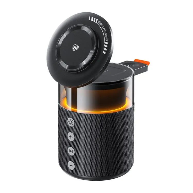 WK WP-U179 Qisone 5 in 1 15W Wireless Charging Bluetooth Speaker with Night Light(Black)