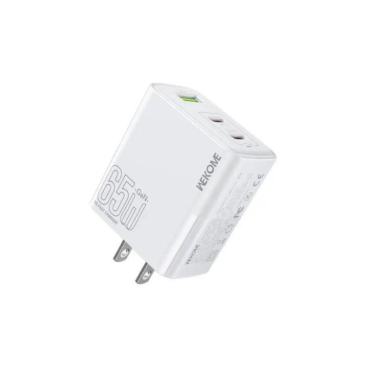 WK WP-U66 Kinkong 65W Dual USB-C / Type-C + USB GaN Fast Charger, Plug