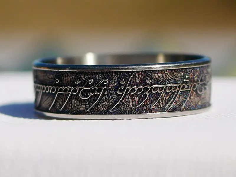 Wowsers Beauty Ring Titanium 22/24 mm LOTR Clouds engraving #W015