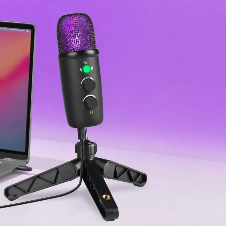 X502 High Sampling USB Condenser Microphone Tripod Set(Black)