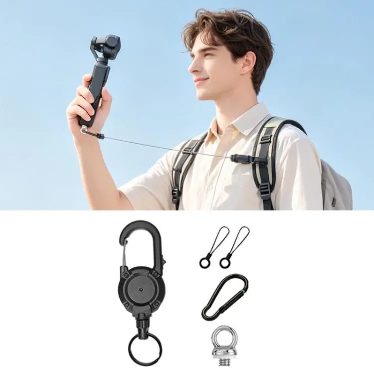 Xasurg Magnetic Backpack Retractable Clip For Insta360 Luna, DJI Pocket 4P / 4 / 3(Black)