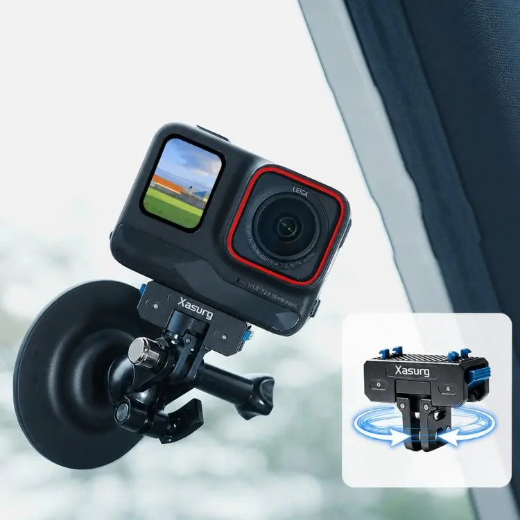 Xasurg Magnetic Quick Release Adapter Mount For Insta360 X5 / X4 Air / Ace Pro / Pro 2(Black)