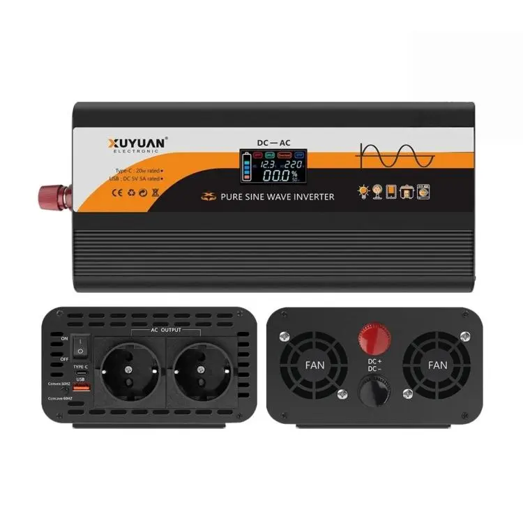 XUYUAN Pure Sine Wave Inverter with Color LCD Screen, EU Plug, Power