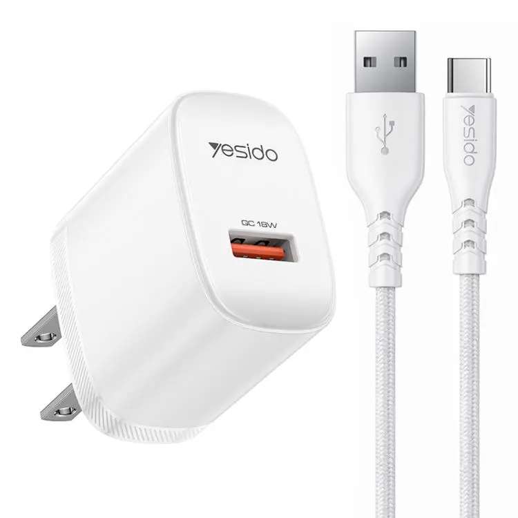 Yesido 18W USB Single Interface Charger Set, Plug