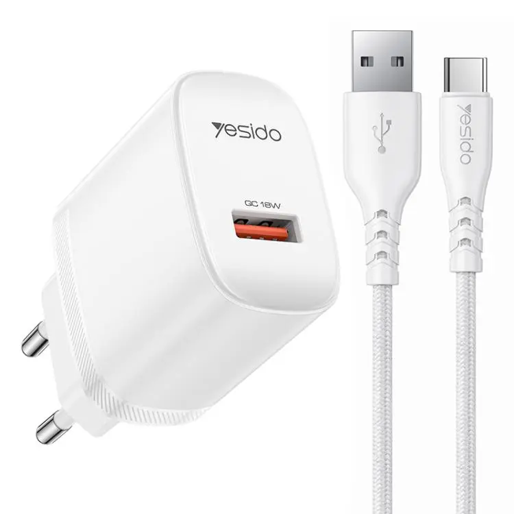 Yesido 18W USB Single Interface Charger Set, Plug