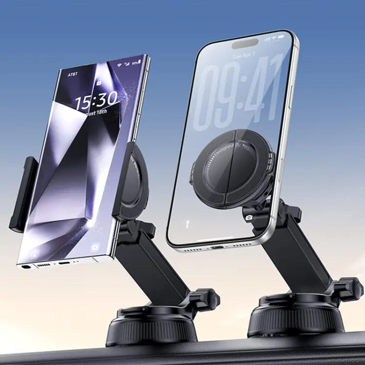 Yesido C280 360 Degrees Rotation 2 in 1 Clip and Magnetic Car Suction Cup Dashboard Phone Holder(Black)