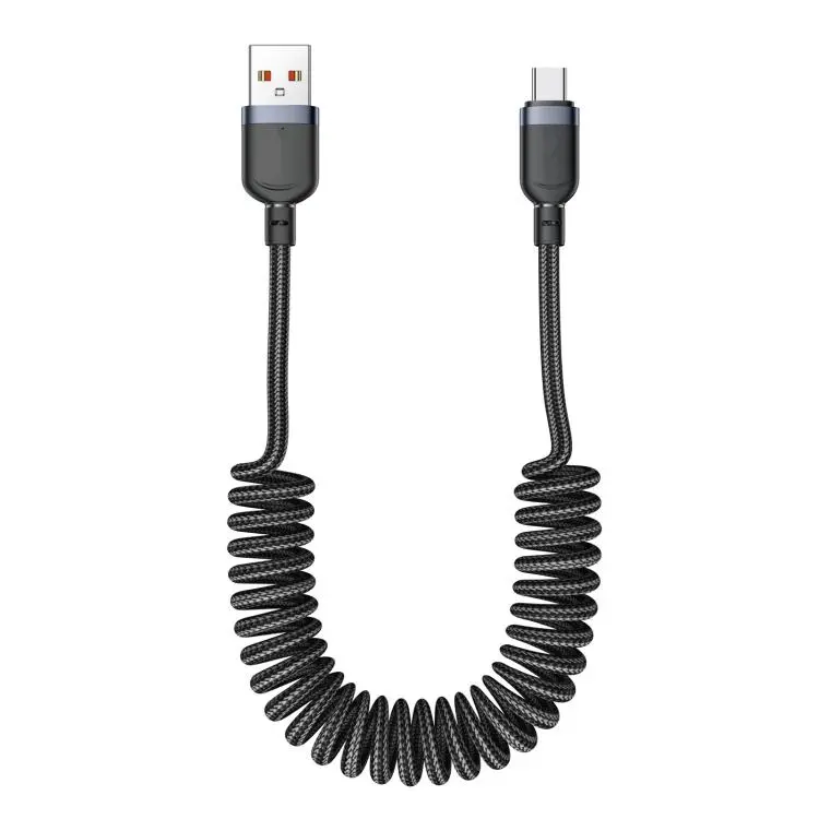 Yesido CA205C USB to Type-C Spring Charging Data Cable With Black cable tie, Length