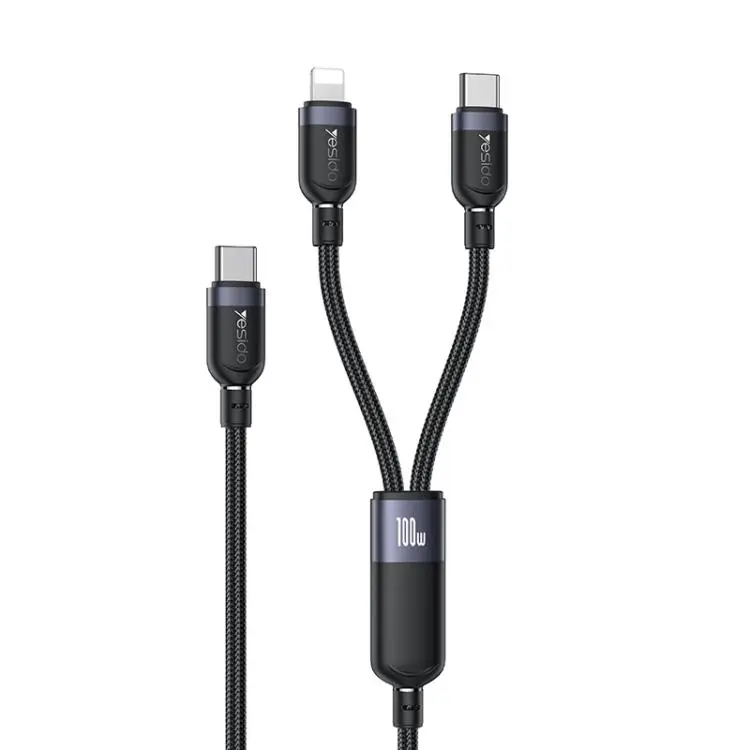 Yesido CA90 100W USB-C / Type-C to 8 Pin, Type-C 2 in 1 Charging Cable, Length
