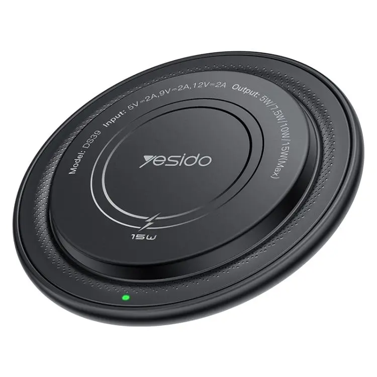 Yesido DS39 15W Desktop Pad Magnetic Wireless Charger(Black)