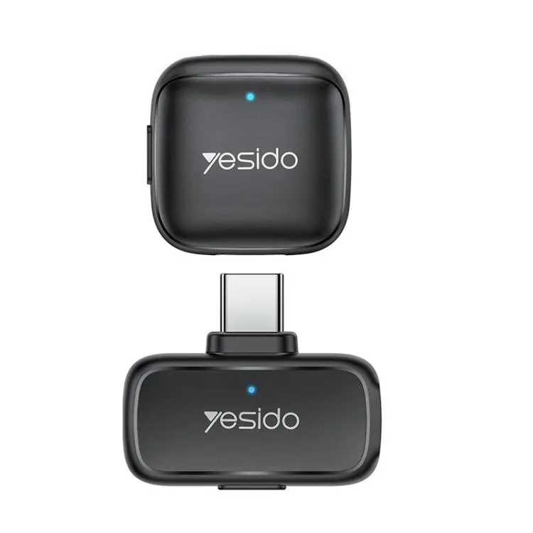 Yesido KR27 Standard Noise Reduction Wireless Lavalier Microphone with Type-C Receiver(Black)