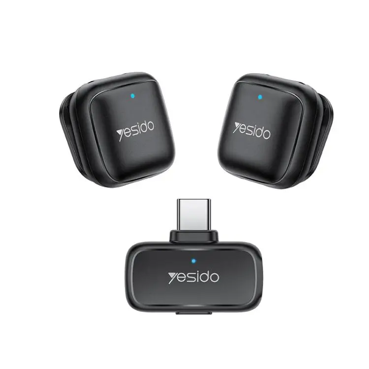 Yesido KR29 1 to 2 Standard Noise Reduction Wireless Lavalier Microphone with Type-C Receiver(Black)