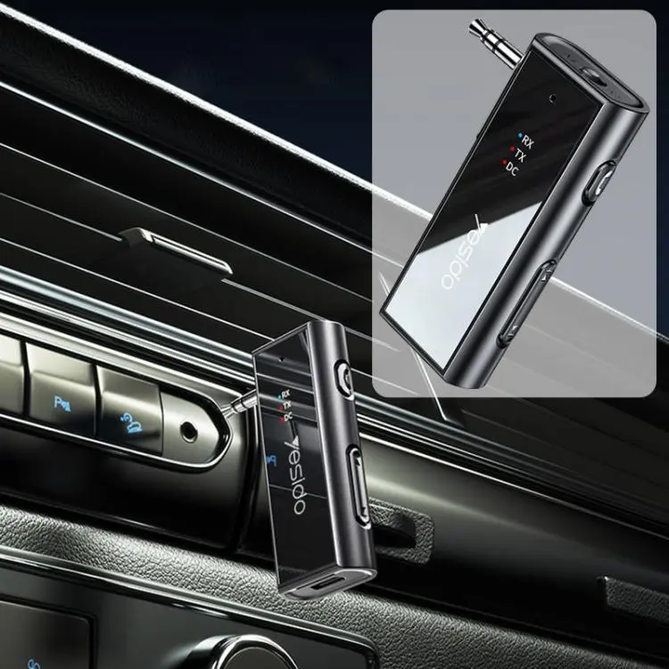 Yesido YAU41 2 in 1 Wireless Adapter 3.5mm Audio AUX Adapter BT 5.1 Transmitter Receiver For Car(Black)