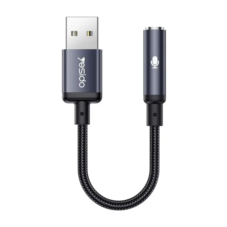 Yesido YAU46 USB to 3.5mm Aluminum Alloy Audio Adapter(Black)