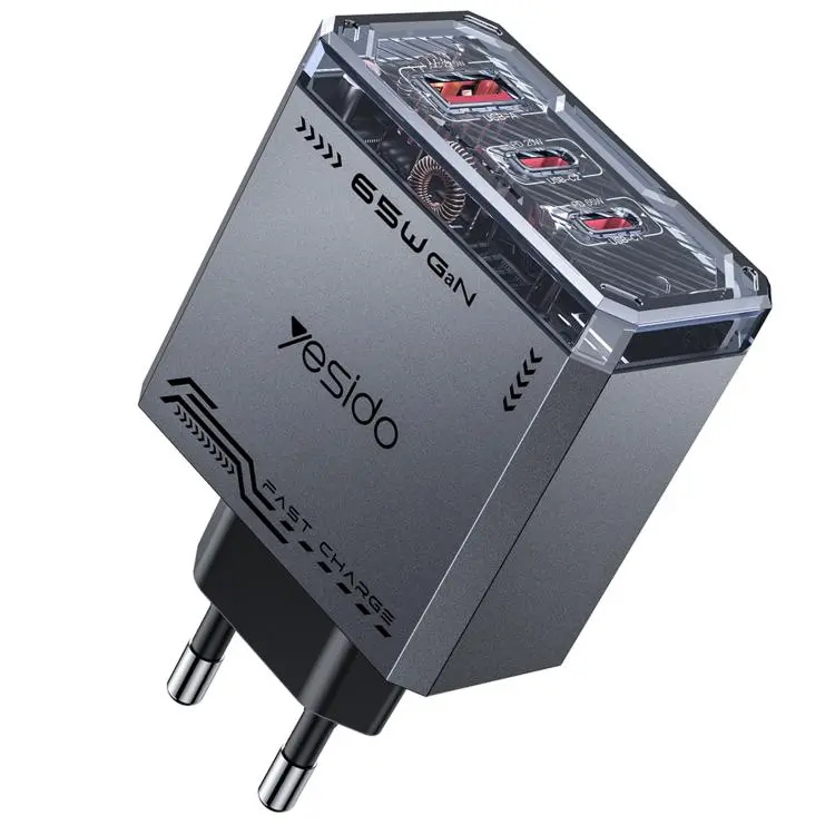 Yesido YC101 65W Mecha GaN Three-port Fast Charger, Plug