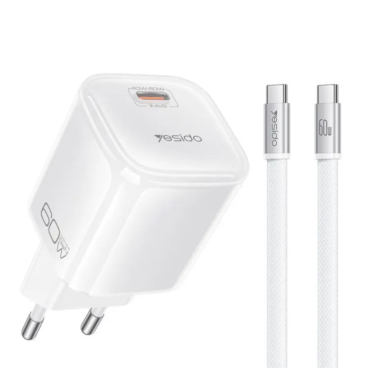 Yesido YC117 Transparent AVS 40-60W USB-C/Type-C Interface Charger with Type-C to Type-C Cable, Plug