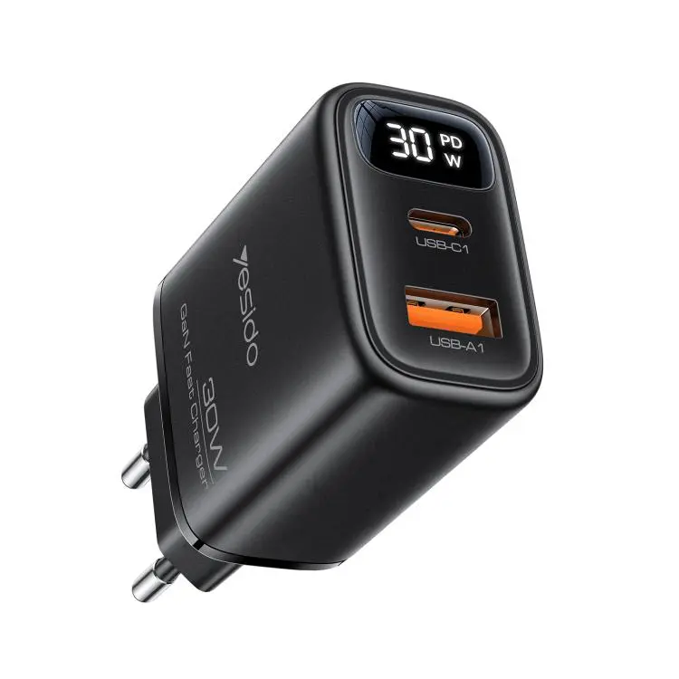 Yesido YC121 30W GaN USB / Type-C Fast Charger with Digital Display, Plug