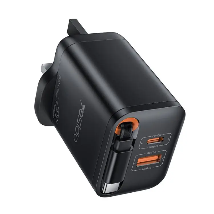 Yesido YC145 40W Fast Charger with Telescopic Type-C Cable, Plug