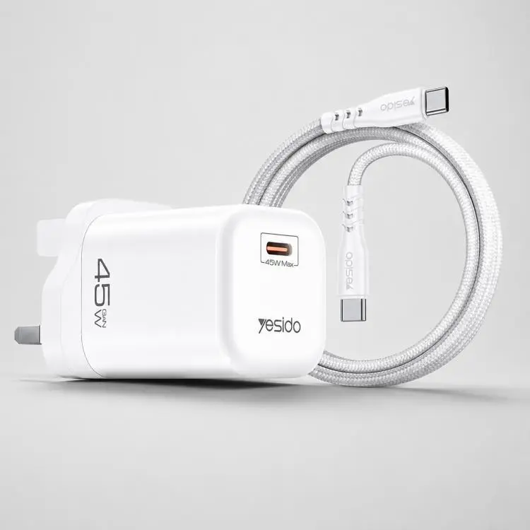 Yesido YC160 PD45W GaN Type-C Fast Charger with Type-C to Type-C Cable, Plug