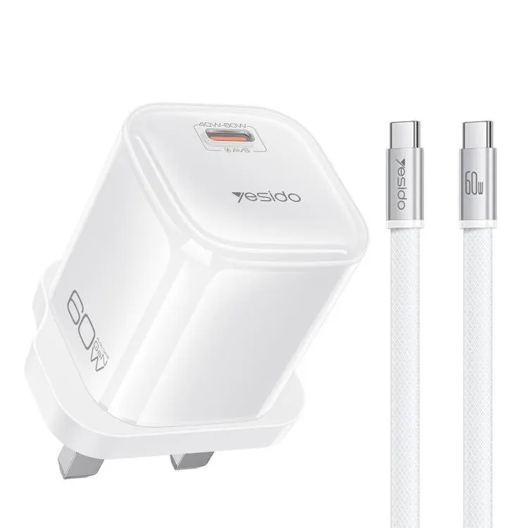 Yesido YC161 Transparent AVS 40-60W USB-C/Type-C Interface Charger with Type-C to Type-C Cable, Plug