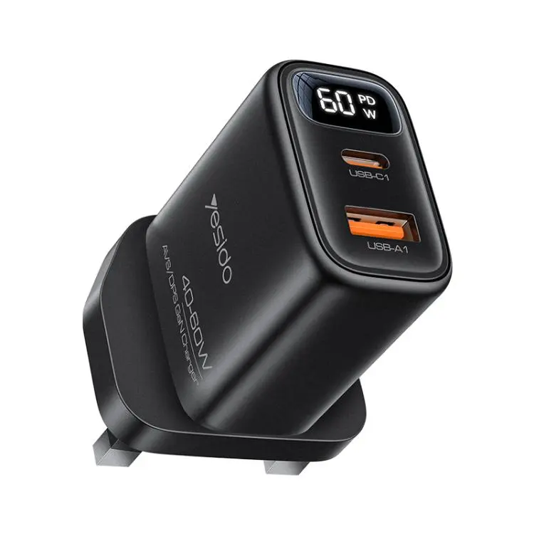 Yesido YC165 40-60W Dual Interface Digital Display Charger, Plug