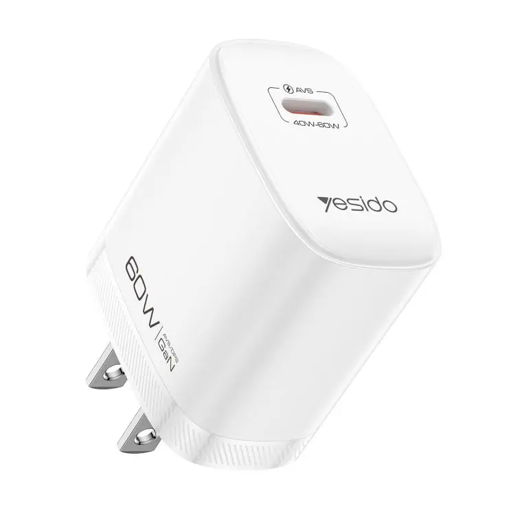 Yesido YC25U Type-C 40-60W AVS Dynamic Fast Charger with Type-C to Type-C Cable, Plug