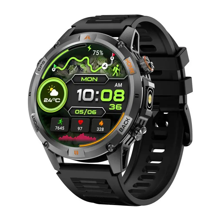 YK15 1.46 inch Round Screen Bluetooth Call GPS Sports Smart Watch(Black)