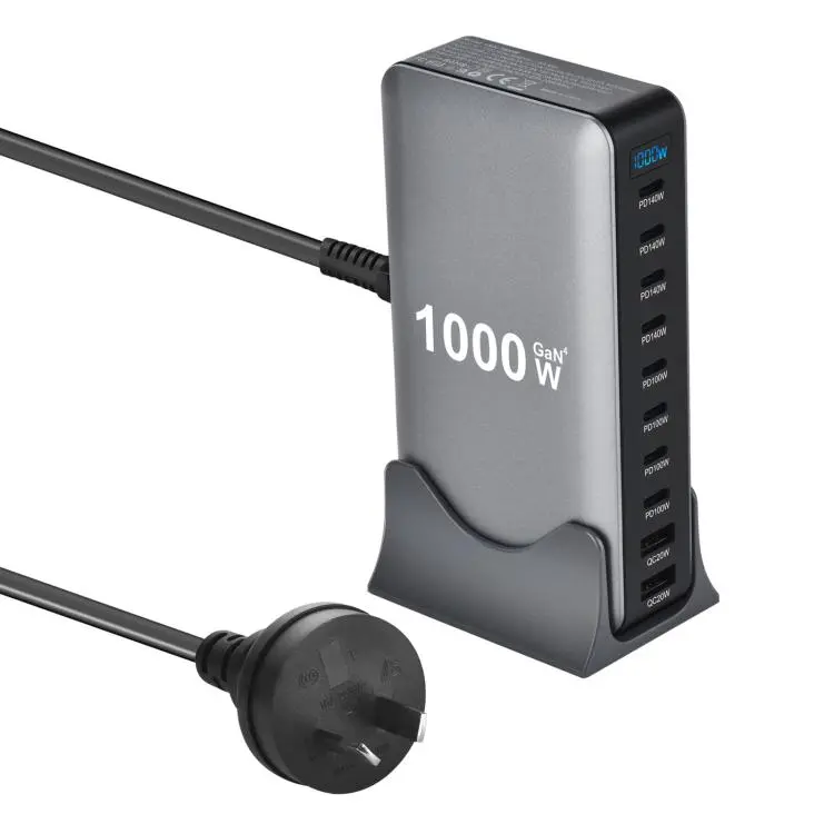 YMX-1000W 1000W 8 x Type-C Ports and 2 x USB 10 Ports Digital Display Multi-functional Charger(AU Plug)