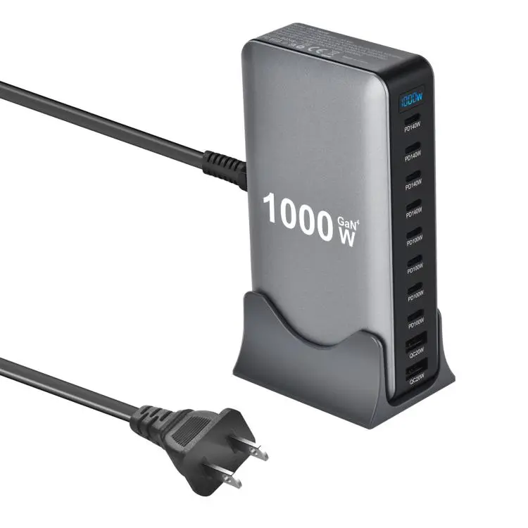YMX-1000W 1000W 8 x Type-C Ports and 2 x USB 10 Ports Digital Display Multi-functional Charger(US Plug)